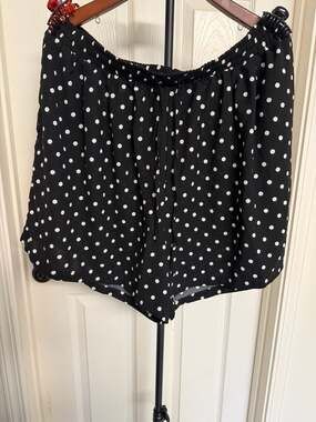 Unbranded Polka Dot Shorts Black White Drawstring Pockets/147